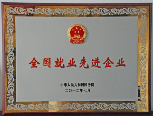 全国就业先进企业奖牌 米兰(中国)体育·官方网站-AC Milan